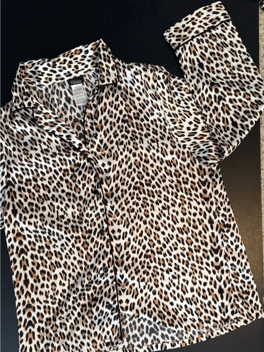 Leopard Print Satin long sleeve pajama set